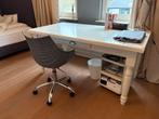 Wit houten brocante bureau met lade, Ophalen of Verzenden, Gebruikt, Bureau