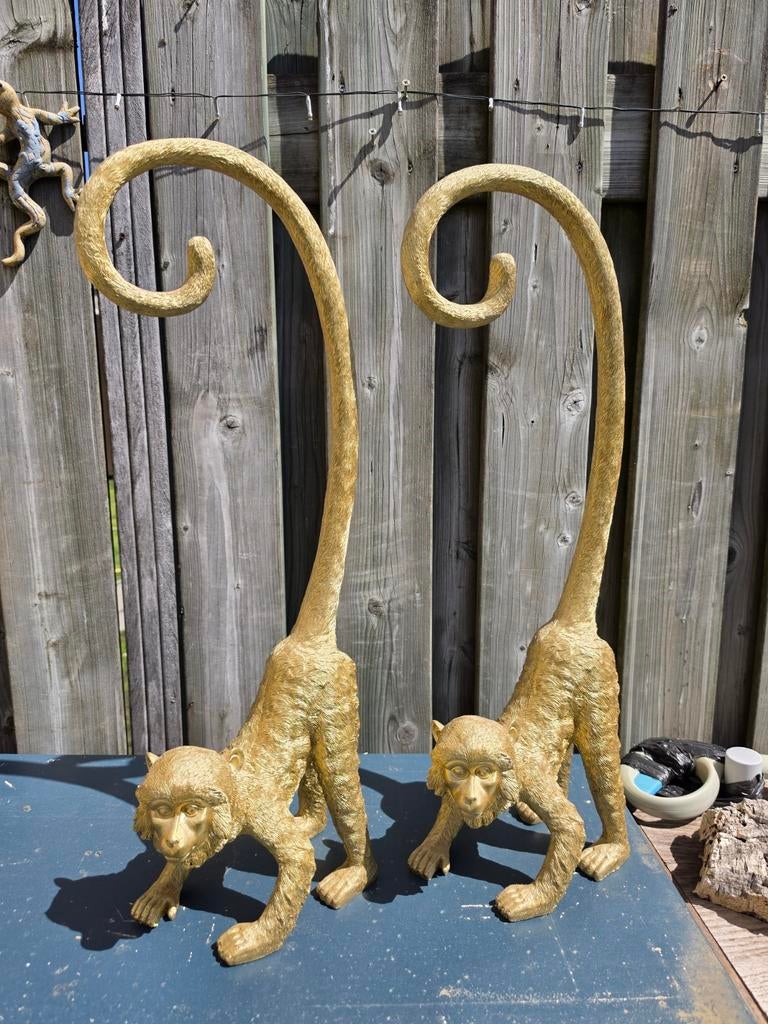 2 gouden apen, Huis en Inrichting, Woonaccessoires | Overige, Ophalen, Zo goed als nieuw, Goud