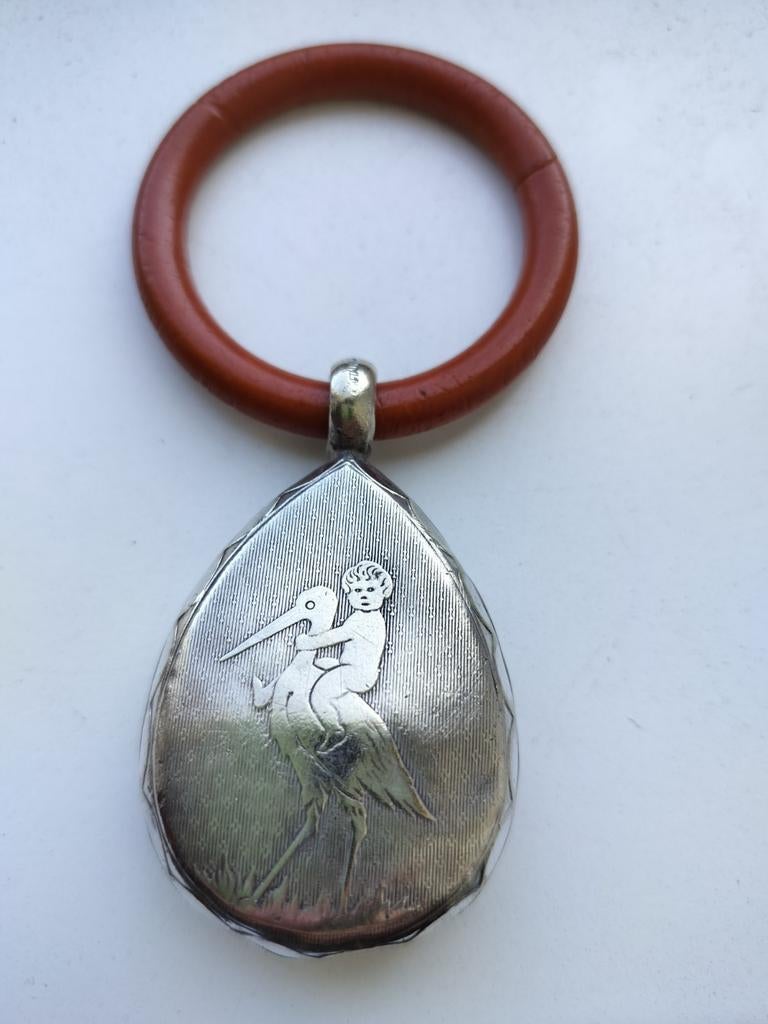 ANTIEKE VERZILVERDE RAMMELAAR/BIJTRING, Ophalen of Verzenden