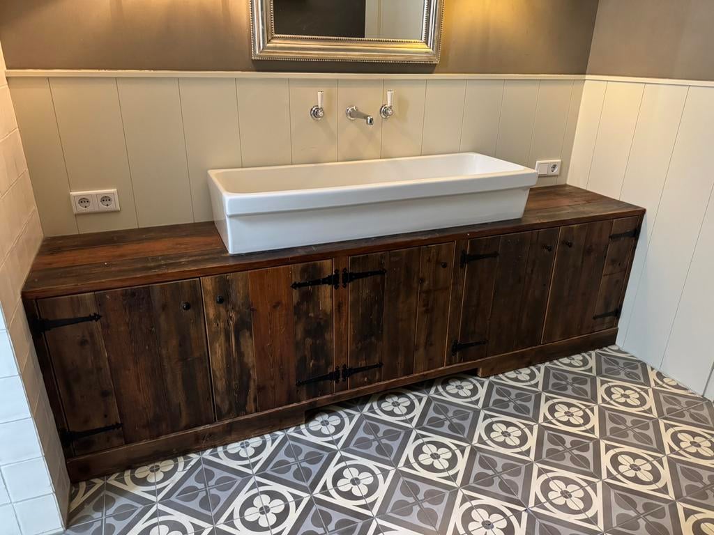 Wastafel met kraan en meubel, Ophalen, Zo goed als nieuw, 100 tot 150 cm, Minder dan 50 cm