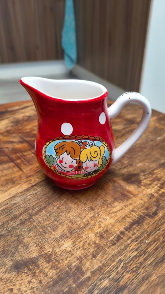 Blond Amsterdam Melkkannetje Rood met stippen en figuren, Ophalen, Gebruikt, Blond Amsterdam, Keramiek