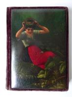 Schrijfmap Russisch lakwerk 1818-1828 gouden schilden satijn, Ophalen