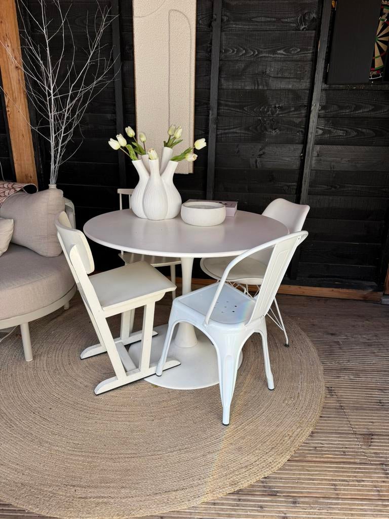 4 eetkamerstoelem stoelen hout metaal hkliving, Huis en Inrichting, Stoelen, Ophalen, Gebruikt, Wit, Vier