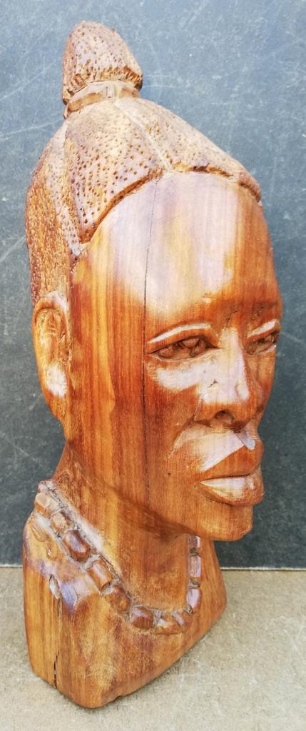 Borstbeeld. Afrikaanse vrouw. Hardhout. 34 cm., Antiek en Kunst, Kunst | Niet-Westerse kunst, Ophalen