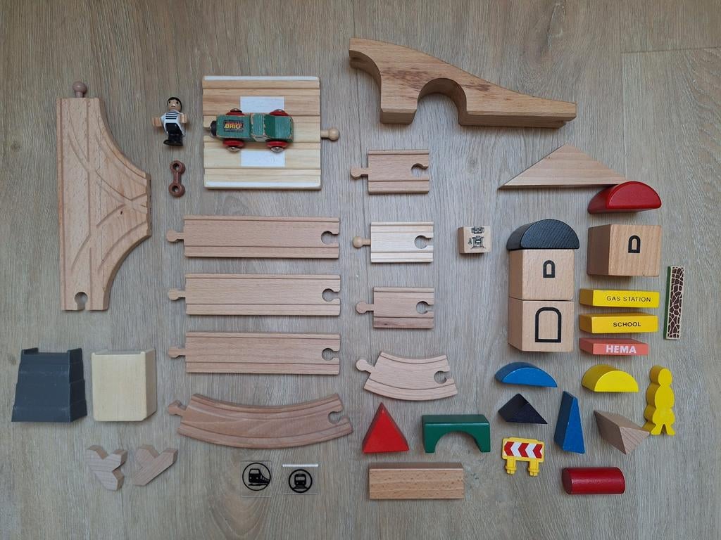 Houten treinbaan onderdelen., Ophalen of Verzenden, Gebruikt