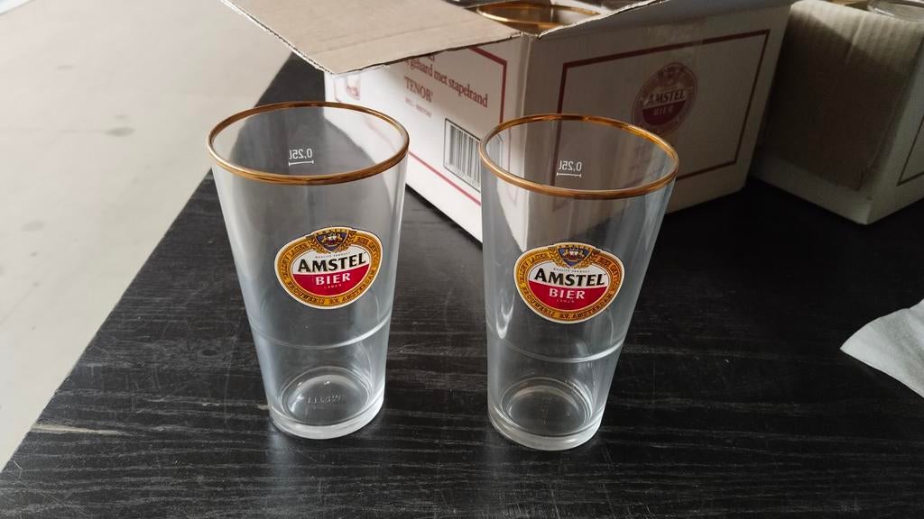Amstel Bierglazen - Tenor en Vaas - 25 cl - Nieuw, Ophalen, Nieuw, Bierglas