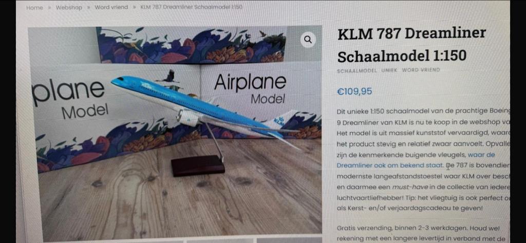 KLM 787 Dreamliner Schaalmodel 1:150 - Nieuw in doos, Overige merken, Nieuw, Ophalen of Verzenden, Groter dan 1:72
