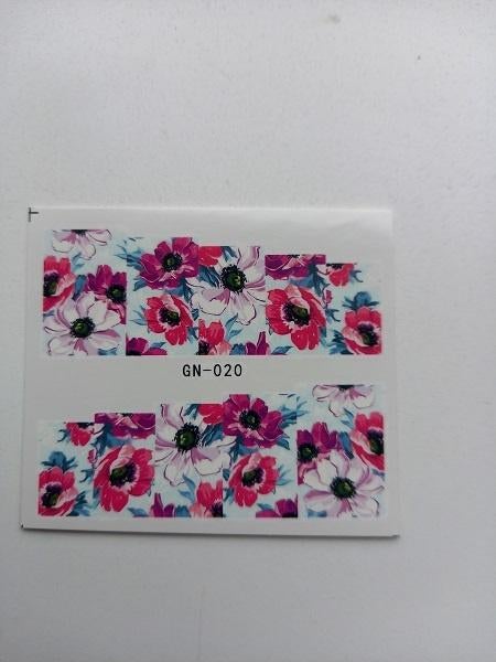 Velletje nagel water decals stickers GN-020 bloemen roze, Verzenden, Nieuw, Toebehoren, Handen en Nagels