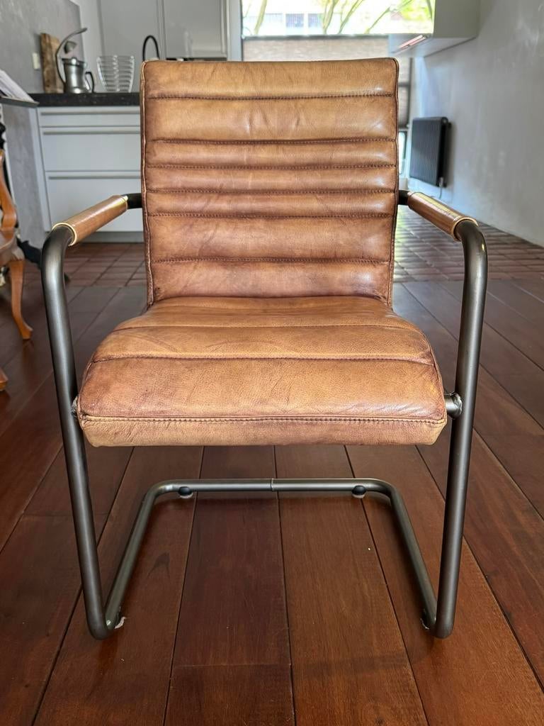 Eettafel stoelen, Lifestyle leer, 8 stuks, Minder dan 75 cm, Leer, Ophalen of Verzenden, Zo goed als nieuw