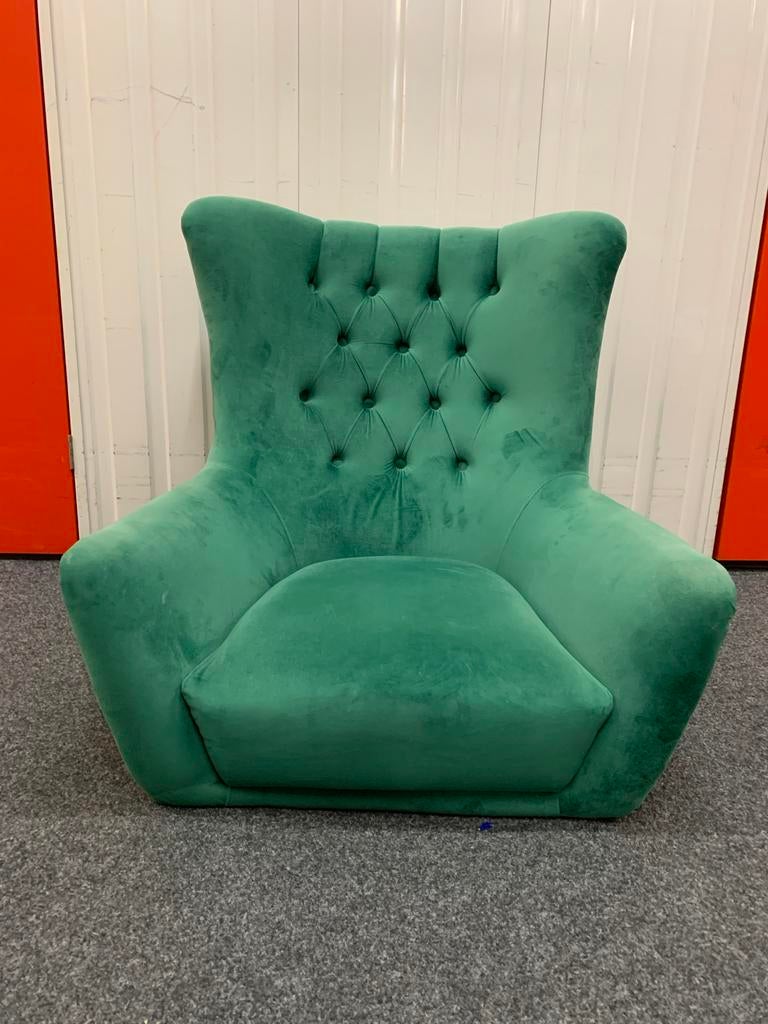 Groene fluwelen fauteuil - Japanse stijl - Gaming stoel, Huis en Inrichting, Stoelen, Ophalen, Gebruikt, Overige kleuren, Eén