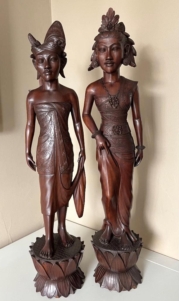 Balinees bruidspaar houtsnijwerk, Antiek en Kunst, Kunst | Beelden en Houtsnijwerken, Ophalen of Verzenden
