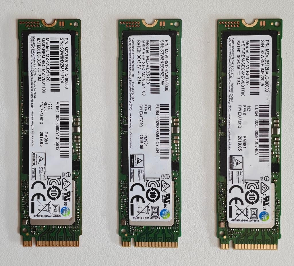 3x SSD Samsung PM981 ~ 512GB ~ PCI 3.0x4 ~ 100% health, Intern, SSD, Ophalen of Verzenden, Zo goed als nieuw
