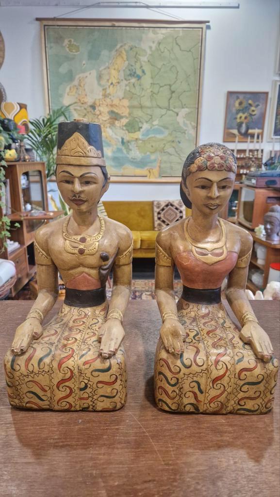 Loro Blonyo | Javaans bruidspaar | Houten beelden, Antiek en Kunst, Kunst | Beelden en Houtsnijwerken, Ophalen of Verzenden