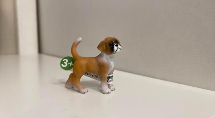Schleich Boxer Pup met Vaan ~ 16391 10b, Ophalen of Verzenden, Zo goed als nieuw, Hond of Kat, Beeldje of Figuurtje