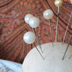 Hoedenspeld parel 4 stuks spelden 6 cm, Overige materialen, 4 tot 7 cm, Wit, Ophalen of Verzenden