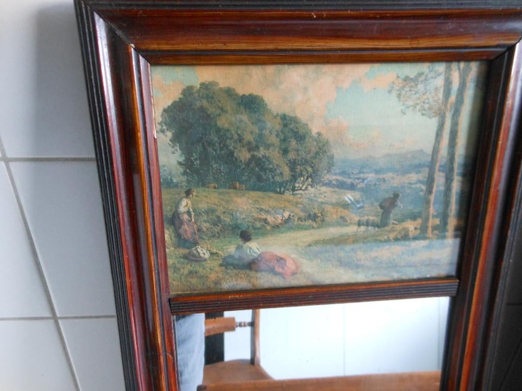 oude spiegel met prent, Ophalen