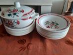 20 antieke franse borden+terrine+deksel Badonviller roosjes, Antiek en Kunst, Ophalen