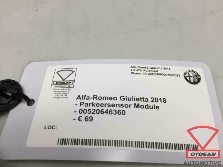 alfa romeo giulietta 18 parkeersensor pdc module 00520646360, Gebruikt, Dpofca@stellantis.com, Stellantis Europe S.p.A., Ophalen of Verzenden