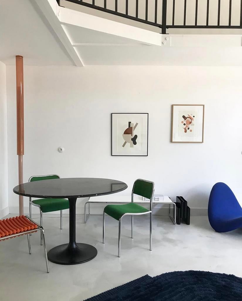 Design marmeren eettafel – zwart met aderstructuur (Ø 120), Ophalen, Rond, 100 tot 150 cm