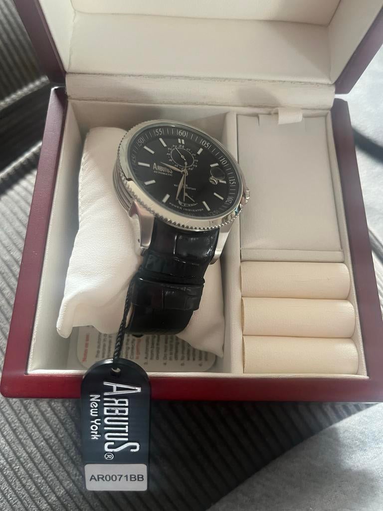 Arbutus New York herenhorloge AR0071BB, Overige merken, Leer, Staal, Polshorloge