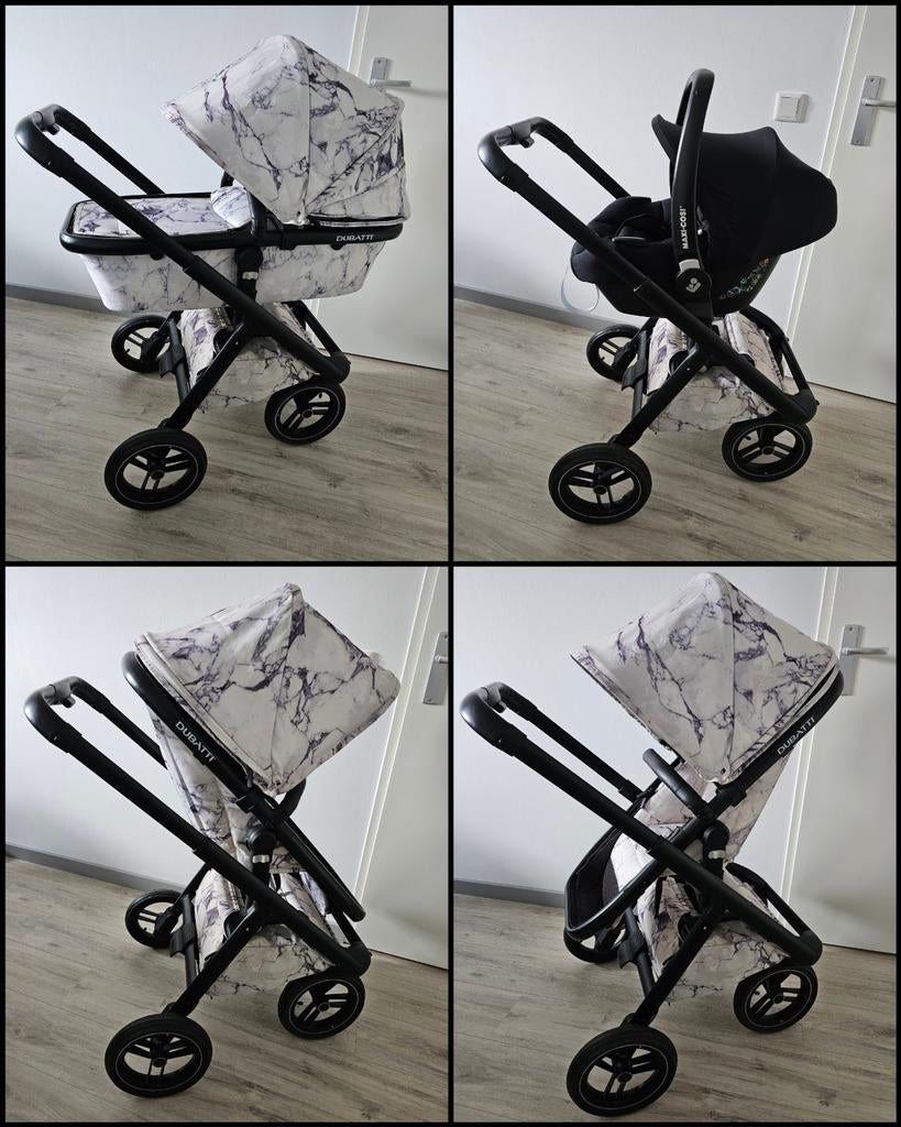 Dubatti one E5 Limited edition Marmer 3in1 compleet, Kinderen en Baby's, Kinderwagens en Combinaties, Verstelbare duwstang, Zo goed als nieuw