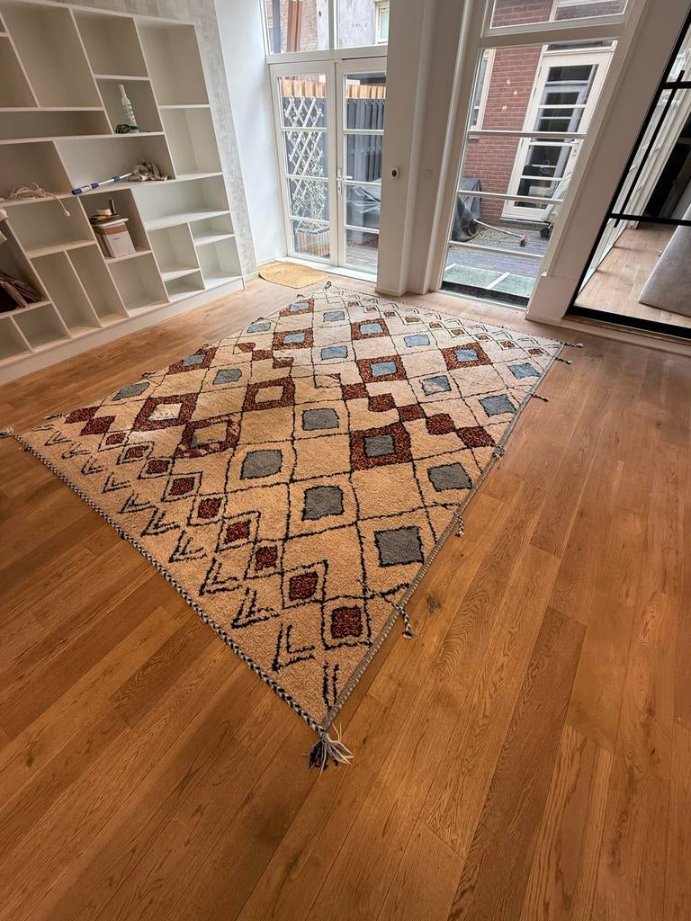 Groot Gabbeh Marokko vloerkleed - 380x269 cm, Ophalen, Beige, Zo goed als nieuw, 200 cm of meer