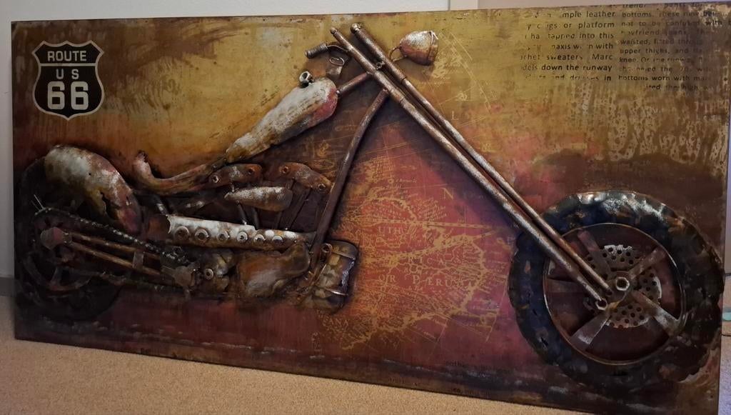 metalen 3D-schilderij Harley Davidson op Route 66, Ophalen