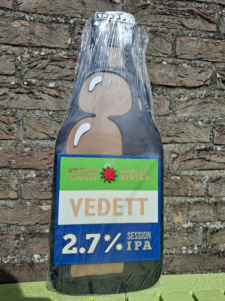 reclamebord Vedett in hout, Ophalen of Verzenden, Nieuw, Reclamebord, Plaat of Schild, Overige merken