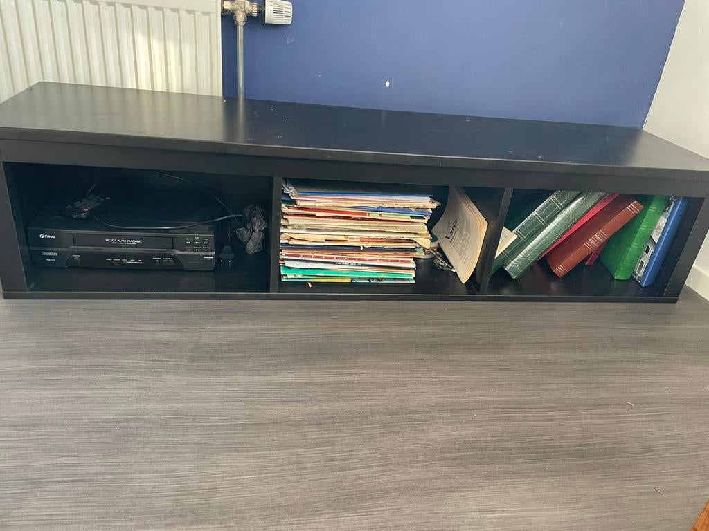 Zwart dressoir met los bovendeel, Ophalen, Gebruikt, 150 tot 200 cm, 25 tot 50 cm