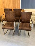 4 bruine eetkamer stoelen, Ophalen, Bruin, Zo goed als nieuw, Stof