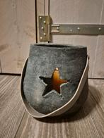 Grijze kandelaar met ster, Overige materialen, Nieuw, Ophalen of Verzenden, Grijs