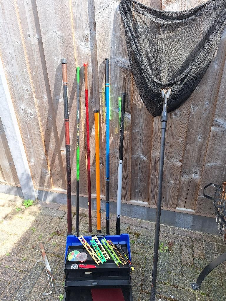 Vishengels + visnet, Ophalen, Gebruikt, Vaste hengel