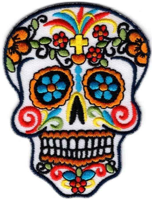 Sugar Skull stoffen opstrijk patch embleem #39, Verzamelen, Stickers, Nieuw, Bedrijf of Vereniging, Ophalen of Verzenden