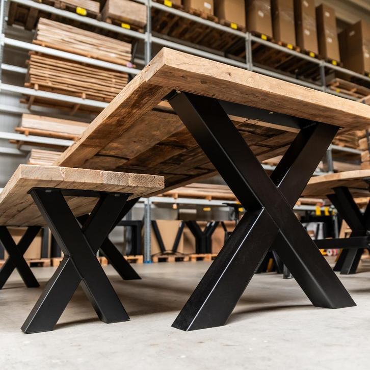 Tafelpoot - metaal - A, U, X en meer - poedercoat zwart