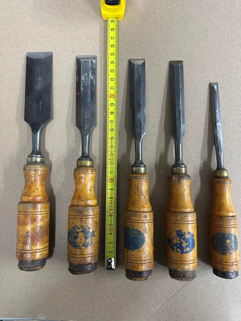 E. A. Berg houtbeitels, vintage set van 5, Ophalen of Verzenden