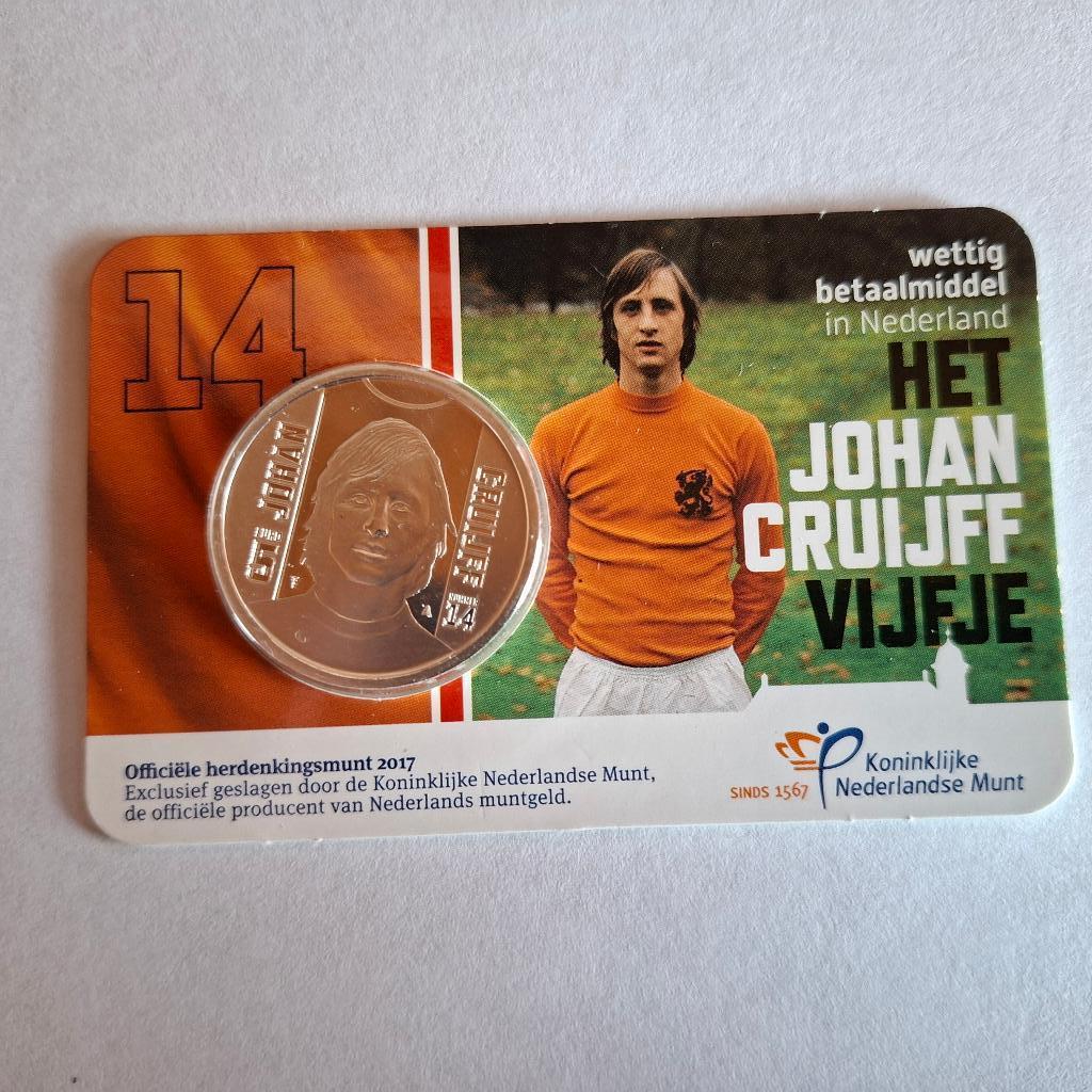 Coincard Johan Cruijff vijfje 2017 UNC, Postzegels en Munten, Munten | Nederland, Ophalen of Verzenden, Koningin Beatrix, Euro's
