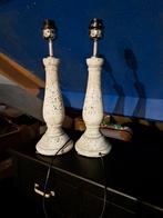 Set van 3 landelijke tafellampvoeten, wit/grijs gespikkeld, Overige materialen, Landelijke, vintage, Gebruikt, Ophalen of Verzenden