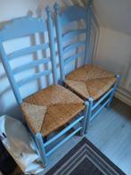 2 antieke stoelen met biezen zitting, Ophalen of Verzenden