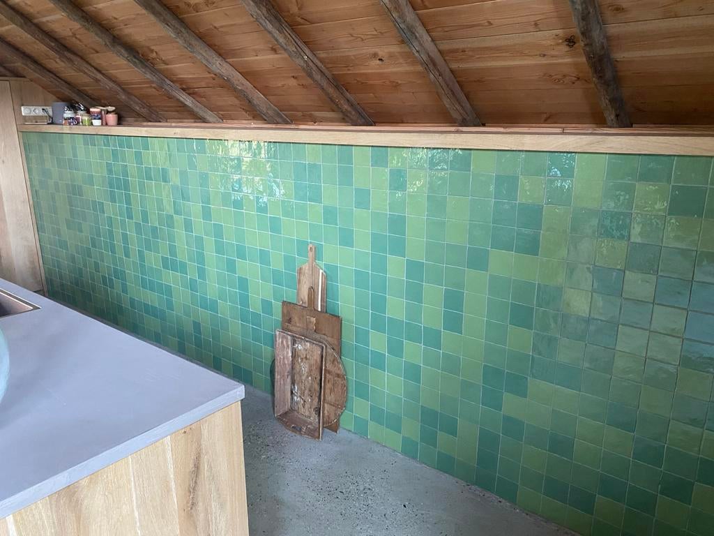 Wandtegels handvorm 10x10 cm groen gemêleerd 2m2, Doe-het-zelf en Verbouw, Tegels, Ophalen, Nieuw, Minder dan 20 cm, Minder dan 5 m²
