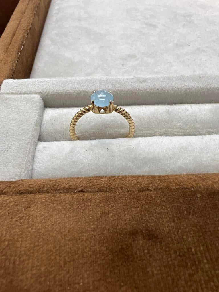 14k gouden ring met aquamarijn, Sieraden, Tassen en Uiterlijk, Ringen, Nieuw, Ophalen of Verzenden, Kleiner dan 17, Met edelsteen