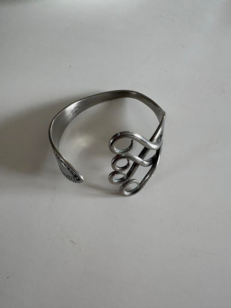 Unieke handgemaakte armband van vintage vork - Alpaca, Ophalen of Verzenden, Gebruikt, Zilver, Overige materialen