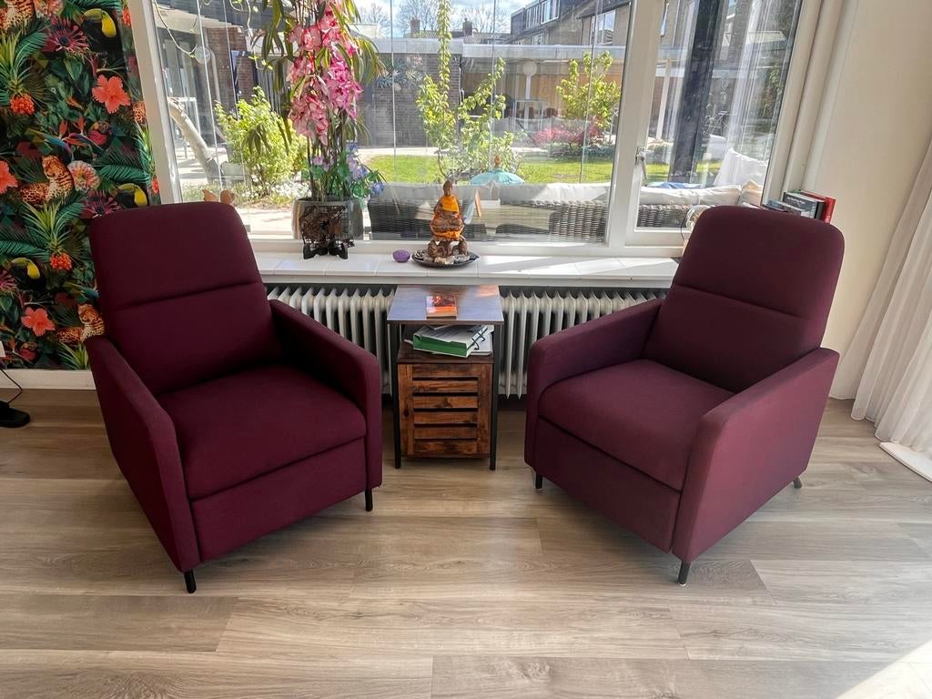 2x GISTAD Relaxfauteuil, Idekulla donkerrood, Ophalen, Gebruikt, 75 tot 100 cm, Stof