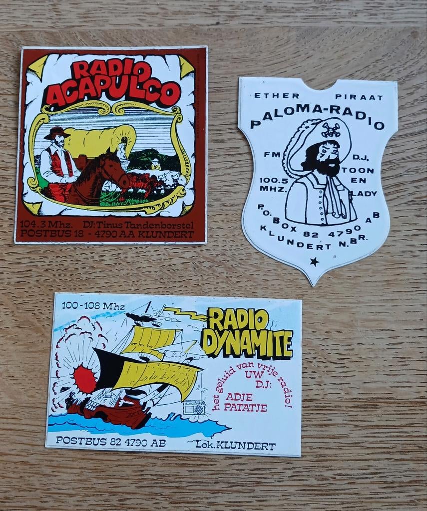 Stickers piraat amateur zender Radio KLUNDERT, Ophalen of Verzenden, Zo goed als nieuw