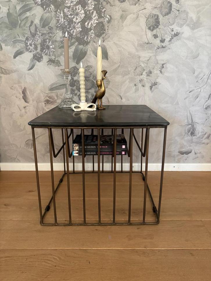 Marmeren Bijzettafel, Huis en Inrichting, Tafels | Bijzettafels, Gebruikt, Vierkant, Minder dan 45 cm, Minder dan 55 cm, Overige materialen