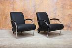 Opnieuw beklede zwarte leren Gelderland 5470 fauteuil, Huis en Inrichting, Fauteuils, Ophalen, Design, 75 tot 100 cm, Kreas