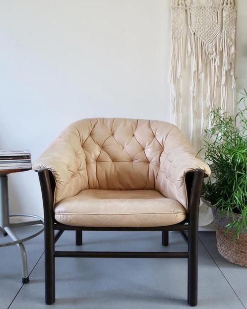 Prachtig Vintage Göte Möbler by Gunnar Kentemo FAUTEULTJE, Huis en Inrichting, Fauteuils, Gebruikt, Hout, Leer, 75 tot 100 cm