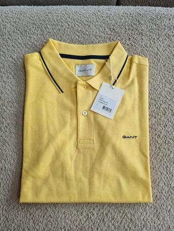 Gant Contrast Tipping Short Sleeve Piqué Polo in kleur Banan beschikbaar voor biedingen
