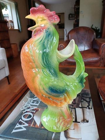 Franse brocante barbotine vaas kan haan St Clement beschikbaar voor biedingen