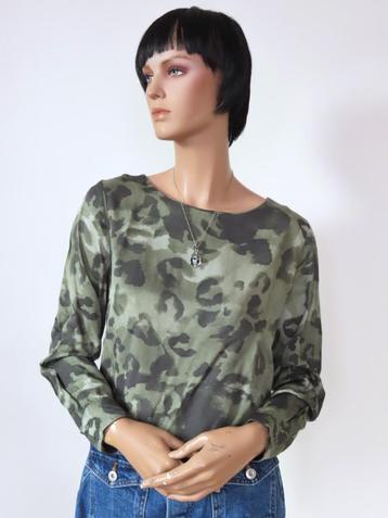 YAYA Geweldig Groen Gevlekt Viscose Shirt 38 M beschikbaar voor biedingen