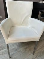 Lederen eetkamerstoelen 6 stuks, Ophalen, Gebruikt, Wit, Leer